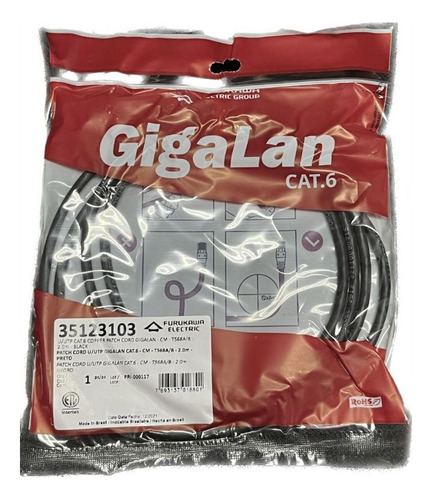 Patch Cord Utp Cat.6 2metros Furukawa Cod35123103 En Palermo