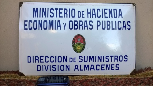 Antiguo Cartel Enlozado Bombe Ministerio Hacienda E Ríos
