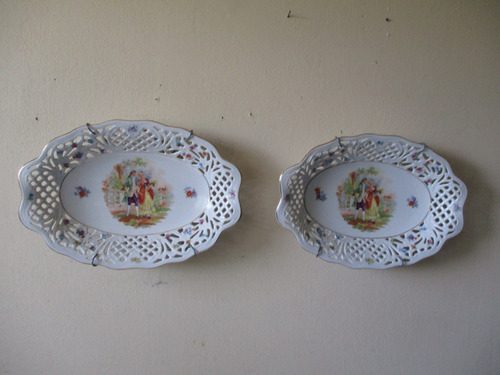 Antiguos Par De Centro De Mesa Porcelana Bavaria Schumann