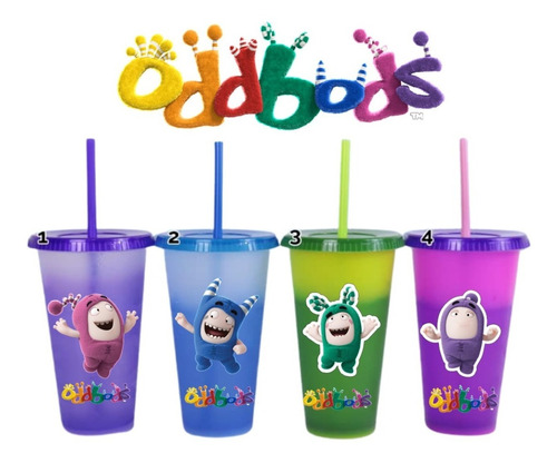 5 Vasos Magicos Tipo Starbucks De Personajes Oddbods Colores