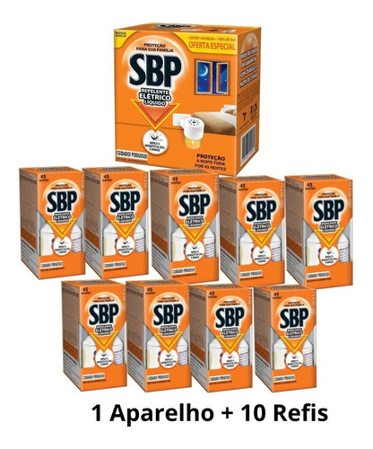 Kit Rep Elétrico Sbp 1 Ap + 10 Refil Inseticida Envio 24h