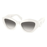 Gafas De Sol Prada Pr 07ys, Color Blanco, Montura Blanca, Color Varilla Blanca, Color Gris Degradado, Diseño Irregular