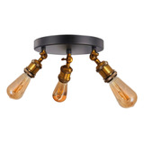 Lampara Aplique E27 Bronce Dirigble + 3 Ampolletas Led Calid