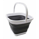 Balde Plegable 10 Litros Cuadrado Blanco - Gris