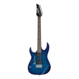 Guitarra Eléctrica Para Zurdo Ibanez Rg Gio Grx70qa Gio De Álamo Transparent Blue Burst Con Diapasón De Amaranto