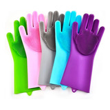 Guantes De Silicona Multiusos Esponja Lava Platos Par