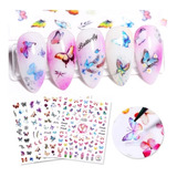 10 Sticker 3d Tamaño Jumbo Para Uñas, Diseños De Mariposas