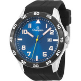 Relógio Champion Masculino Azul Pulseira Silicone Preta 