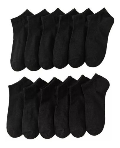 Pack 12 Calcetines Bambú Tobilleras Algodón Sólo Negro