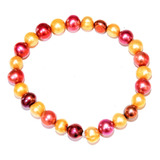 Pulsera Perla Cultivada Color Amarillo Y Cobre 8 Mm 