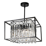 Candelabro De Comedor De 4 Luces, Metal Negro, Industrial