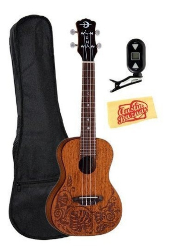 Luna Mo'o Lizard Ukelele Para Concierto De Caoba Con Bolsa D