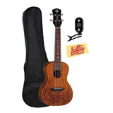 Luna Mo'o Lizard Ukelele Para Concierto De Caoba Con Bolsa D