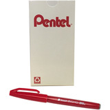 Pentel Arts Sign Pen Touch, Punta De Pincel Fude, Tinta Roja