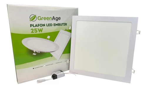 Luminaria Plafon Painel Led Aluminio 25w Embutir Quadrado Slim Branco Neutro 4000-4500k