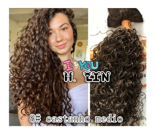 7 Kits Partes Cabelo Tic Tac Cacheado 8# Castanho Medio Clar