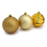 Kit 6 Bolas Pendente Arvore De Natal Tons De Dourado 8cm