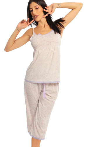 Pijama Dama Pantalón Capri Playera Camiseta Ropa De Dormir