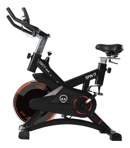 Bicicleta Spinning Fija Body Skull Usuario 120kg Disco 11 Kg Color Negro