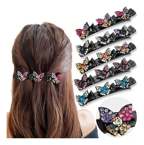 Broches Cabello Con Diamantes Mariposa Mujer Para 5 Pz