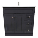 Mueble Vanitorio 80x47 Cm Termolaminado Grafito Completo /ms