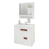 Gabinete Para Banheiro Tulipa Com Espelheira 59cm Branco Mgm