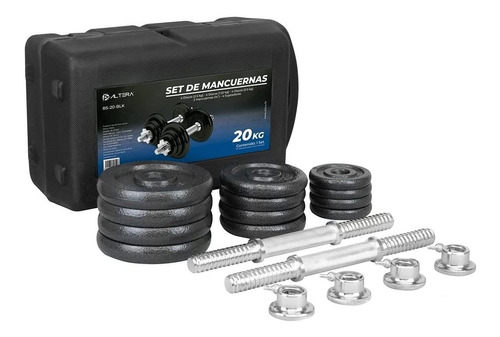 Kit De Mancuernas Y Discos Para Ejercicios 20kg Estuche Pesa