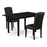 East West Furniture Noen3-blk-69 - Juego De Mesa De Comedor.