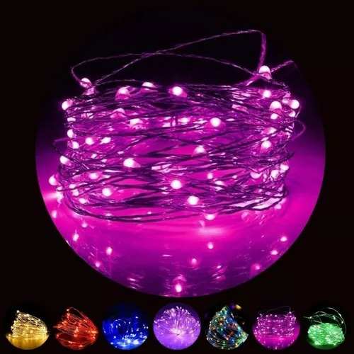 Guirnalda 30 Luces Led Alambre A Pilas Multicolor 3m Navidad Luces Rosa