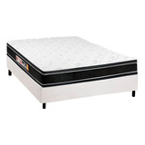 Cama Box Casal: Colchão Espuma Castor D33 Black E White Dou