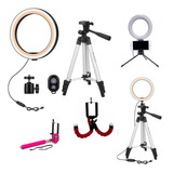 Kit Tripé 1,30m Ring Light Microfone Lapela Celular Youtuber