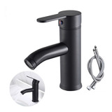 Grifo Mezclador Monocomando Para Lavabo De Baño, Negro