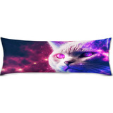 Cojin Almohada Larga Gato Cara Galaxia Aura 35x100cm