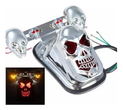 Calavera Stop Trasera Completa Chopper Diablo Motocicleta