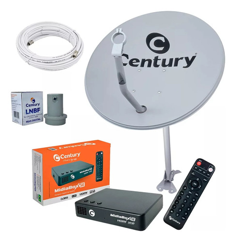 Kit Century Antena Ku Digital 75cm Midiabox Se Cabo Lnbf 5g