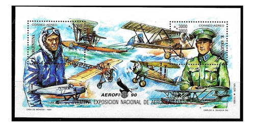 1990 Aerofilatelia Aviones Pioneros- Argentina (bloque) Mint