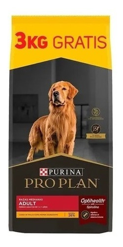 Proplan  Optihealth  Adulto Raza Mediana 15+3kg -guauyeah