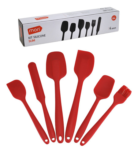 Kit Utensílios De Silicone Cozinha Espátulas Colher 6 Peças