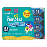 Pack De Lenços Umedecidos Baby Shark Splash Com 4 Pacotes De 48 Unidades Cada Pampers