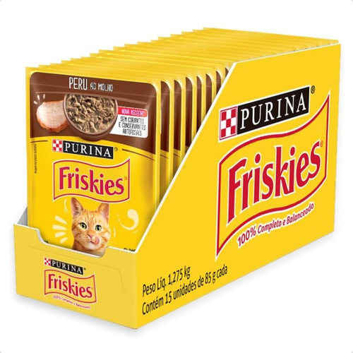 Sachês Friskies Peru Ao Molho 85g Caixa 15 Unid