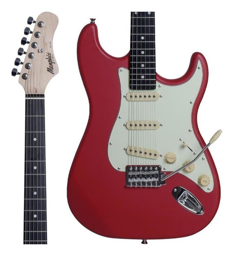 Guitarra Elétrica Memphis Stratocaster Mg-30 De  Amieiro Fiesta Red Satin Com Diapasão De Jacarandá