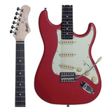 Guitarra Elétrica Memphis Stratocaster Mg-30 De  Amieiro Fiesta Red Satin Com Diapasão De Jacarandá