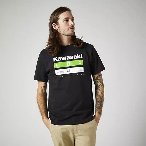 Polera Lifestyle Premium Kawasaki Stripes Negro Fox