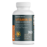 Vitamina D3 10,000 Ui (250 Mcg) Apoyo Inmunológico 360 Tabs
