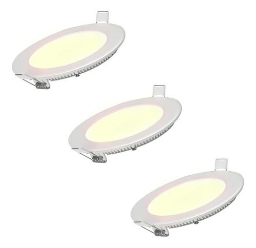 Pack 3 Foco Panel Plafon Led Embutido Redondo 12w Luz Calida