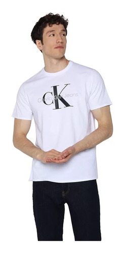 Playera Monograma Negro Calvin Klein Manga Corta Hombre Logo