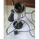 Raro Telefone Antigo  Mesa/castiçal Em Baquelite Preto, 