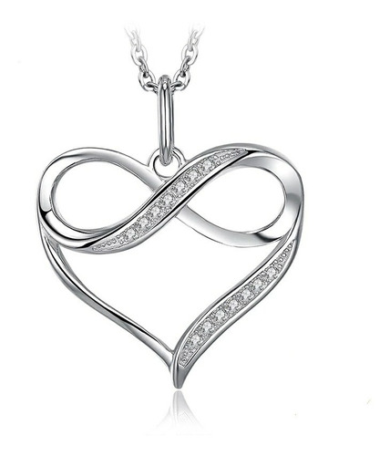 Collar Plata 925 Corazón Amor Infinito Incluye Caja Fina 