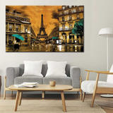 Cuadro Canvas Paris Ciudades Atardecer Oleo Bastidor 60x40