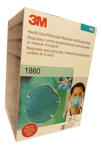 1860 3m Cubrebocas Mascarilla N95, Niosh Azul , 20 Pzas